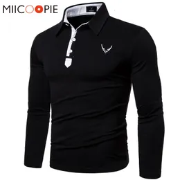 قميص Polos للرجال رجال الأكمام الطويلة الأعمال التجارية الكلاسيكية التطريز Homme de Marque Haute Qualite Mens Solid Tee 230211