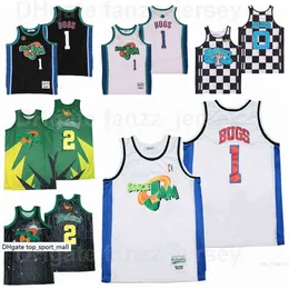 Moive Space Jam Tune Squad Looney 2 Daffy Duck Jersey Men 1 Bugs Bunny Basketball Black White Green Team Color Hiphop teptreal for Sport