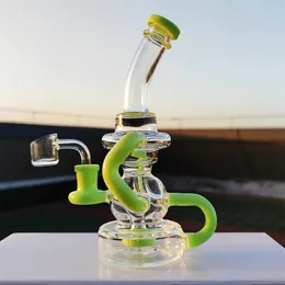 2023 Bongo de Bonga de Bonga de Bonga de 8 polegadas Creme Vidro Vidro Vidro Vidro Bonga Dabber Pipes Reciclador Bongos Bongs Fumaça de Fumaça de 14,4 mm Junta feminina com tigela comum