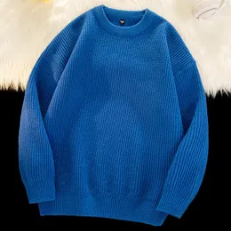 Men's Sweaters Men Blue Knitted Sweater Autumn Winter Round Neck Long Sleeve Knitwear Youth Boys Green Knit Top Oversize Pullover Xxl
