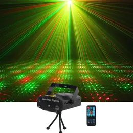 110-240V 미니 레드 그린 움직이는 파티 레이저 LED 무대 조명 리모컨 반짝이는 디스코 DJ 홈 공연 파티 K2409를위한 삼각대 조명