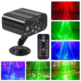 128 Desenler Ana Sayfa LED Disco Light Professional DJ Stage 8 Delik Lazer Projektör Işıkları Müzik Kontrol Partisi Düğün Bar için Işık U183K