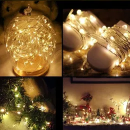 3,3 piedi 20 LED Mini Stringa luminosa impermeabile Filo di rame Lucciola Stellata luminosa per feste di matrimonio fai da te Barattoli di muratore Artigianato Decorazioni natalizie Bianco usastar