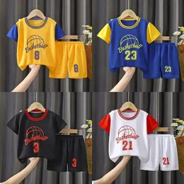 Set Tracksuit Thin Breattable Children's Basketball Sports Summer Clothing Baby Boys Tshirtshorts Barn Piece Set