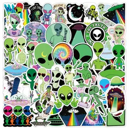50pcs ملصق مخلوق الفضاء الخارجي الغريبة UFO Flying Saucer Graffiti Kids Toy Skateboard Car Motorcycle Stickle Screener
