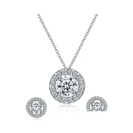 Earrings Necklace Wedding Jewelry Sets For Women Bridal Created Moissanite Diamond Gemstone Anniversary Gift Sier Set Drop Delivery Dh3Du