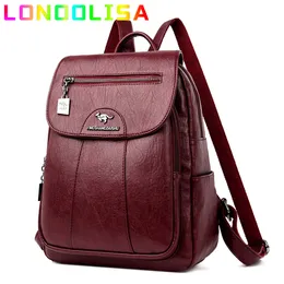 Bolsas escolares Mulheres Mochila de couro macio Mochila vintage feminina de grande capacidade saco a Dos viagens casuais senhoras bagpack mochila school bookbag rucksack 230211