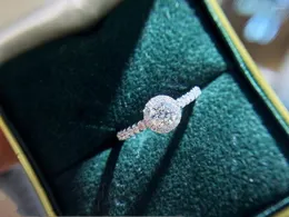 Anelli a grappolo Anello con vero diamante fine Oro bianco 18k 0,3 FG Colore SI Taglio rotondo Pietra laterale di fidanzamento naturale 0,277ctw
