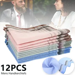 Cravat 12pcslot kare çok renkli ekose şeritli erkek kadınlar düğün partisi için cep sandık havlu mendil eşarpları 38*38cm 230210