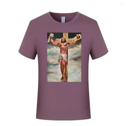 Męskie koszulki mięśni Jezus Chrystus klasyczny koszulka Mężczyźni Cross Koszulka wielkanocna męska festiwal cyfrowy Tshirts Homme