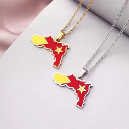 Cadenas Etiopía Tigray Región Mapa y Bandera Collar colgante para mujeres Hombres Joyería personalizada Regalo Cadena de acero inoxidable