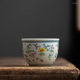 Tassen, Untertassen, chinesische Blumen, ein Teetassen-Set, Fasswasser, wunderschönes Teegeschirr, Vintage-Weinbecher für die Zeremonie, Teetassenservice
