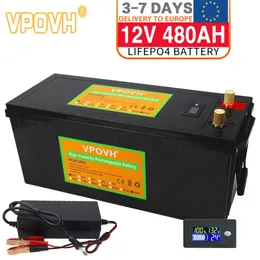 12V 480AH LIFEPO4 Bateria embutida BMS Lítio Fosfato Células de fosfato 4000 Ciclos para RV Campers Golf Cart Solar Energy Storage