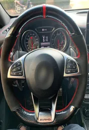 Coperchio del volante in fibra di carbonio in pelle scamosciata nera per Mercedesbenz A45 AMG W205 C43 C63S AMG CLA45 CLS637736825