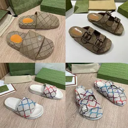 Designer Sandals Men Women Canvas Slide Platform Sandal Thick Bottoms Lady Flip Flops Fashion Summer Slipper Beach Shoes 35-44 NO298B