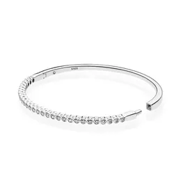 Twinkling Forever Bangle Armband för Pandora Authentic Sterling Silver Wedding Jewelry for Women Cz Diamond Engagement Designer Armband med originalboxuppsättning