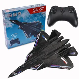 Electric/RC Aircraft SU57 SU35 RC Plane Radio Remote Control Airplane With Light Fixed Wing Hand Throwing Foam Electric Aircraft Model Toys For Kids 230210