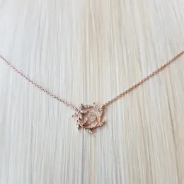 Anhänger Halsketten Einfache zierliche Blatt Reichtum Wrap Halskette Rose Gold Farbe Ketten Schichtung Zirkonia Für Frauen Mädchen Schmuck Bijoux