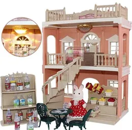 Dollhouse Mobilya Orman Yaratmaları Aile Koala Town Serisi Restoran Moda Doll House Playset Süpermarket Otobüs Aksesuarları 2104604060