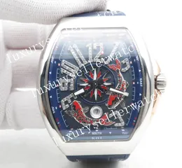 Herren-Armbanduhr mit Super-44-mm-Automatikwerk ABF Factory A23J Maker, blaues Koi-Zifferblatt mit Diamantziffern, Saphirkristall-Kautschukarmband und Faltschließe