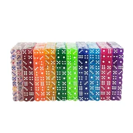 100pcs/set 6 sided Dice Toys 12mm 투명한 옵션 컬러 아크릴 둥근 모서리 테이블 보드 게임 파티 DND MTG