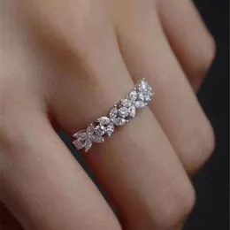 Wedding Rings For Women Silver Plated Simple Single Row Cubic Zirconia Temperament Jewelry Ring Drop Shipping CC3118