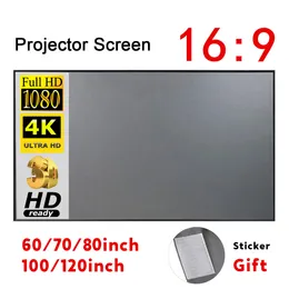 Проекционные экраны Портативный экран проектора Простая занавеса против света 60 70 80 100 120 дюймов для дома на открытом воздухе 230210