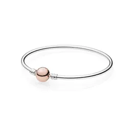 18K Rose Gold Clasp Bangle Bracelet with Original Box for Pandora Authentic Sterling Silver Wedding Party Jewelry For Women Girlfriend Gift Charm Bracelets