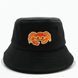 Cloches ldejr haft krabowy bawełniany kubełko hat fisherman na zewnątrz podróżne czapki słoneczne czapki dla mężczyzn i kobiet 1001