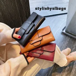 Wallets Women Trifold Wallets and Purses Vintage Women Long PU Leather Wallet Female Clutch Purse Hasp Female Phone Bag Girls Card Bags 021123H