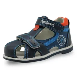 Apakowa Yaz Çocuk Ayakkabı Markası Kapalı Toe Toddler Erkek Sandalet Ortopedik Sport PU Deri Bebek Sandalet Ayakkabı 220427270G5998029