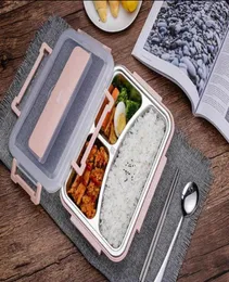 Oneup rostfritt stål Lunchlåda Ekofriendly Wheat Straw Food Container med bestick Bento Box med fack Mikrovågsbara SH191088074