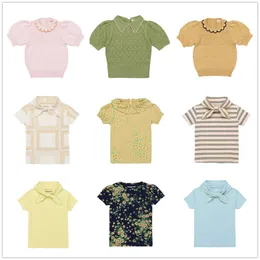 Tシャツの女の子Tシャツミシャパフブランド2022新しい夏の赤ちゃんニットトップスキッズブラウスコットンハンドマッド幼児の女の子の衣装男の子服t230209
