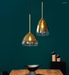 Hängslampor postmodern lyxig koppar matsal lampa enkel glasbar ljuskrona kreativa sovrum sovrum