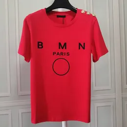 Frankrike T-shirts för män Tryckta Mode man metallknapp T-shirt Toppkvalitet Bomull Casual T-shirts Kortärmade Hip Hop Streetwear paris T-shirts