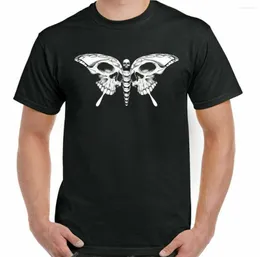 Herren T-Shirts Totenkopf T-Shirt Herren Biker Gothic Tattoo Motorrad Motorrad Schmetterling Top Moth