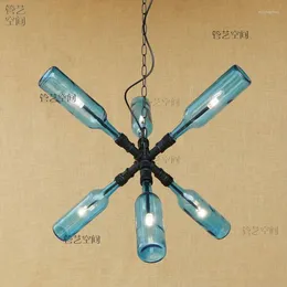 Pendant Lamps Retro Wind Water Pipe LED Lights Bedroom Study Industrial Corridor Energy-saving Lamp Glass ZA GY273