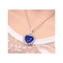Naszyjniki wiszącego Naszyjka oceania luksusowa biżuteria Sier Splate Choker Blue Crystal Rhinestone imitacja Pretty Drop dostarczenie dhu8t