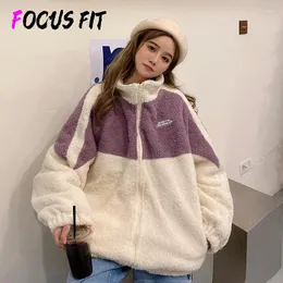 Aktive Hemden Lammwolle Hoodie weiblich Herbst und Winter fügen Sie Fleece dicke Strickjacke lose Reißverschluss hohen Kragen Mantel sanft hinzu