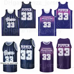 Central Arkansas Bears College Basketball Scottie Pippen Jersey 33 Men Moive University Breattable Team Color Navy Blue Purple Pure Cotton for Sport Fans