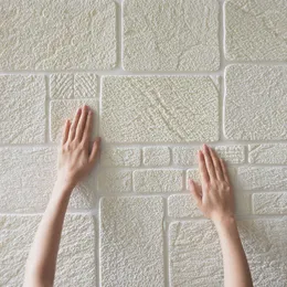 壁紙3D壁ステッカー厚い砂岩自己接着壁紙レンガパターン衝突リビングルームベッドルームネットレッド