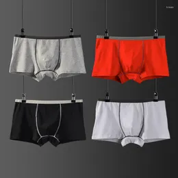 Underpants Underwear Men Boxer Shorts Breathable Full Cotton Fabric Hit Color Waist Belt Sexy U Style Men's Male Cueca Homme