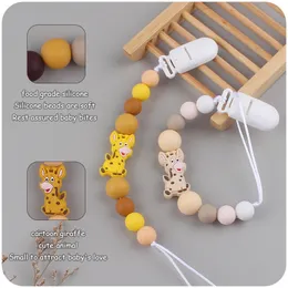 INSベビーシリコンリトルキリンとビーズSOOTHERS TETHENS SAFE HEALTH BEADS TEING Pacifier Trainingチェーン