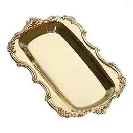 Plates European Retro Style Metal Cake Dessert Tray Bread Plate Gold Silver Luxury Butter Box Container Tableware Dinnerware