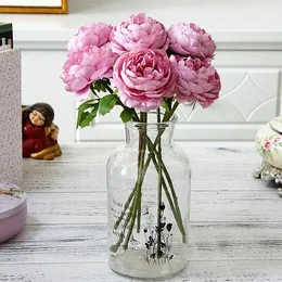 Kwiaty dekoracyjne 6pcs faux mała herbata róża kwiat stół ślubny