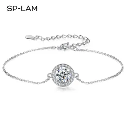 Charm Armband Charm Armband 1CT -armband med certifikat Koreansk mode Trendy 925 Sterling Silver Chain Charms för kvinnor Luxe Jewelry 230210