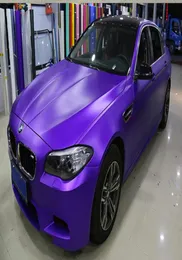 Purple Satin Chrome Car Wrap Winyl z powietrzem Matte Purple Metallic Film Film DIY Styling Car Sticker Dekal Rozmiar 152x20MRO5914443