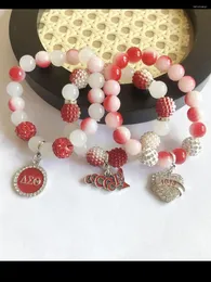 Strand à mão feita de letra grega irmandade vermelha e branca Oooop Heart 1913 Charm Bracelet Jewelry Accesorios para Mujer