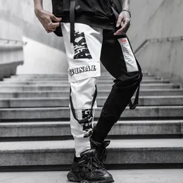 Pantaloni da uomo Uomo Nero Bianco Patchwork Casual Techwear Pantaloni cargo Punk Hip Hop Streetwear Pantaloni da jogging Uomo Vintage Slim Fit Pantaloni sportivi 230211