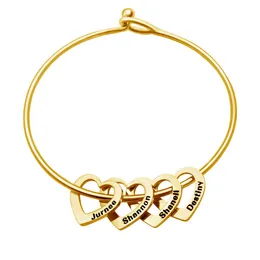 Bangle personaliserade namn Hjärtpärlor armband rostfritt stål armband smycken gåva till mamma flickvän G230210